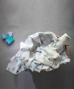 Monkeys on bamboo Swaddle- Blue Fog
