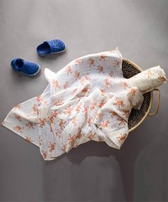 Monkeys on bamboo Swaddle- Peach Apricot
