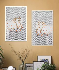 Nandi Pichwai Thikri Wall Art: Set of 2