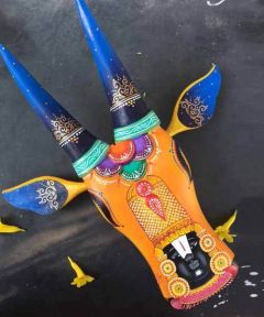 Yellow Balaji Wooden Cow Head