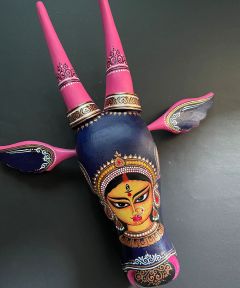 Blue Durga Wooden Cow Head