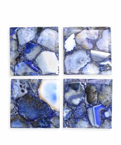 Blue Agate Coaster Set - Polished Edges (Set Of 4)