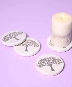 Tree of Life Marble Round Coasters ( Set Of 4 )