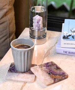 Amethyst & Rose quartz Coasters (Set of 4)