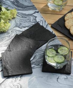 Black Slate Square Coasters (Set Of 4)