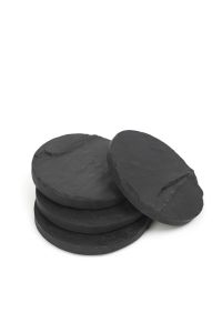 Black Slate Round Coasters (Set Of 4)