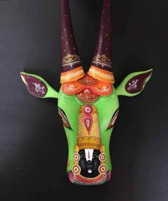 Green Balaji Wooden Cow Head