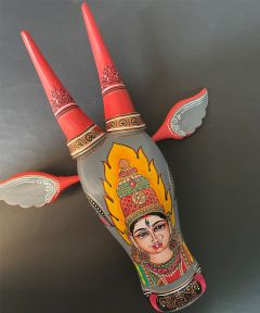 Grey Durga Wooden Cow Head