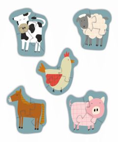 Numbers & Farm Animals - Reversible Shaped Puzzle 