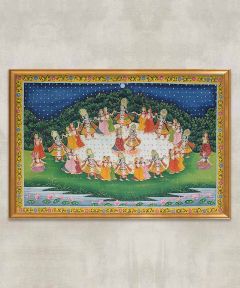 Krishna Pichwai Playing Flute In Vrindavan Painting