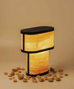 Niko Table Lamp - Teak Wood Sandstone