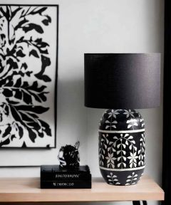 Kalla Petal Black and White Table Lamp