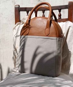 Zorah Grey Canvas and Leather Handbag