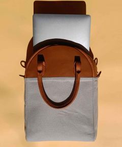 Zorah Off White Canvas and Leather Handbag