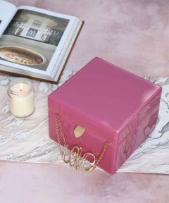 Pink Tinted Glass Jewellery Utility Box