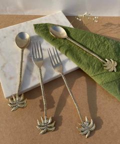 Palm tree brass cutlery