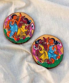 Pattachitra Wooden Coasters: Set of 2