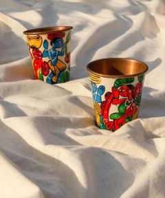 Pattachitra Copper Glasses: Set of 2