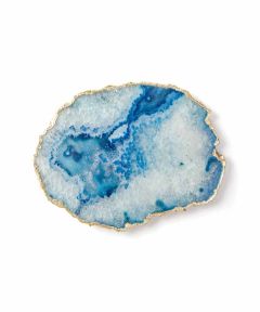 Cheese Board Blue Agate with Gold Trim