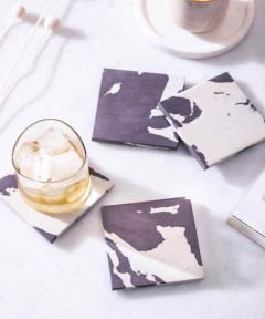 Grey Faux Marble Coaster Set