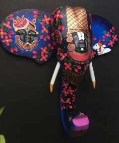 Balaji and Shrinath Ji Wooden Elephant Head
