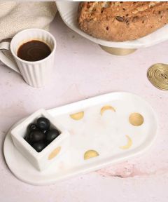 Moonlit Marble Tray with Matching Bowl Set 