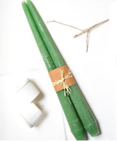 Woody Green Taper Candles