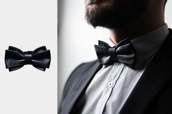 Men's leather bow tie