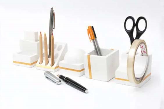 Concrete desk organiser