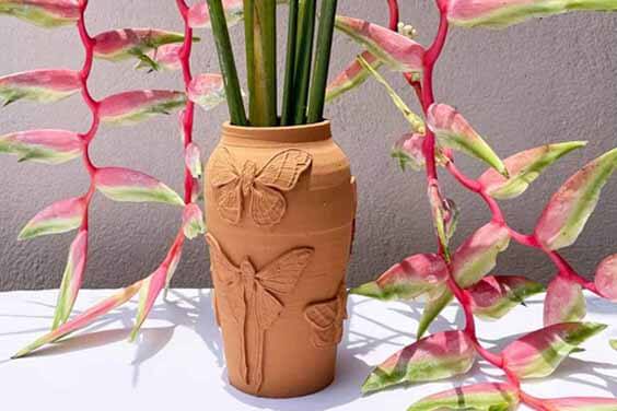 Terracotta Butterfly vase