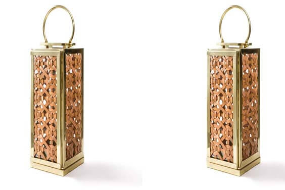 Candle lantern with woven leather