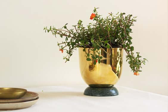 Brass tabletop planter