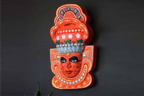 Hand Painted Vishnumoorthy Theyyam Decor Accent