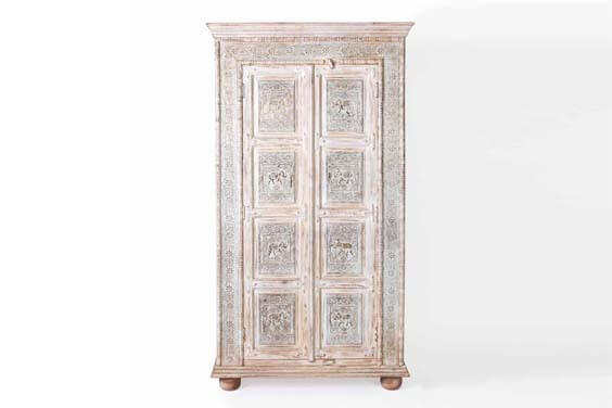 Wooden distressed living room cabinet